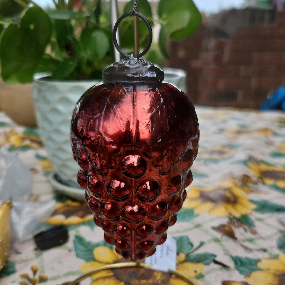 Grape Shaped Mercury Glass Grape Ornament